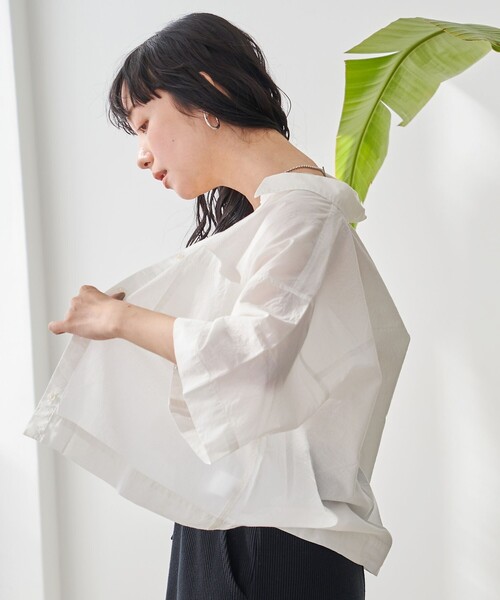 coen(コーエン)の「シャーベットコットン半袖シャツ(シャツ/ブラウス・レディース・オフホワイト/ライトブルー/その他1/その他2/その他3・M/L)」の7枚目の写真