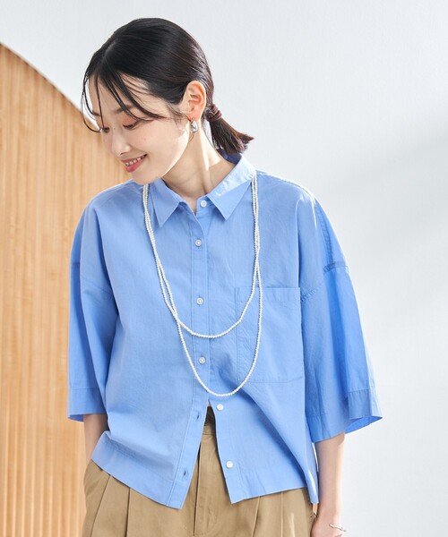 coen(コーエン)の「シャーベットコットン半袖シャツ(シャツ/ブラウス・レディース・オフホワイト/ライトブルー/その他1/その他2/その他3・M/L)」の12枚目の写真