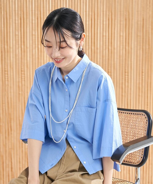 coen(コーエン)の「シャーベットコットン半袖シャツ(シャツ/ブラウス・レディース・オフホワイト/ライトブルー/その他1/その他2/その他3・M/L)」の14枚目の写真