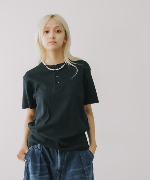 MILLER(ミラー)の「R.P.miller/ミラー ヘンリー半袖Tシャツ(Tシャツ/カットソー・メンズ・ブラック/ホワイト/グレー・M/LL/L)」の2枚目の写真