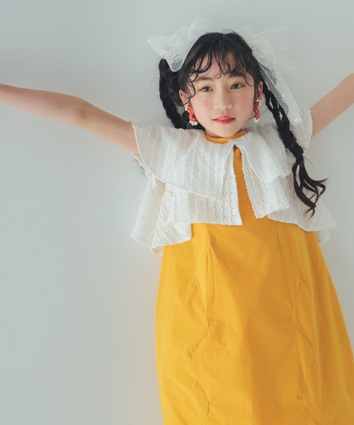 unica（ユニカ）の「カーデ付きウェーブラインワンピース（ワンピース・キッズ・マスタード/レッド/ブラック・M/L/XL/S）」の7枚目の写真
