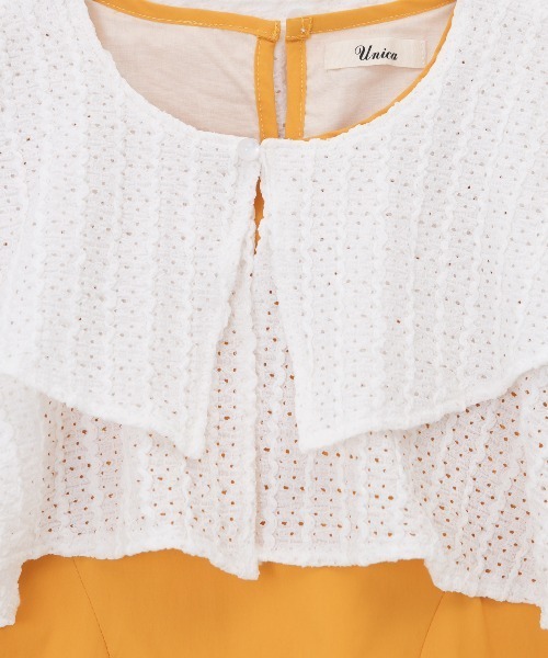 unica（ユニカ）の「カーデ付きウェーブラインワンピース（ワンピース・キッズ・マスタード/レッド/ブラック・M/L/XL/S）」の4枚目の写真