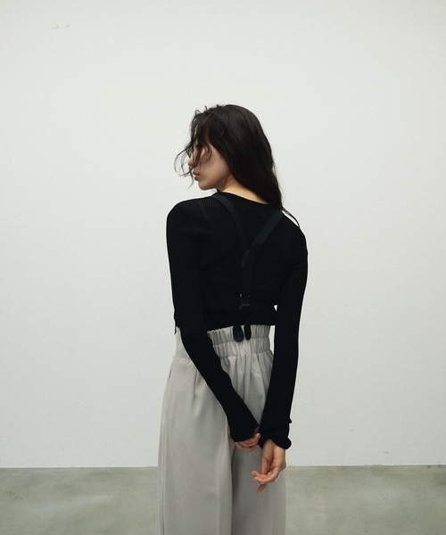 Lutim by u(ルチバイユー)の「Sheer Sleeve Hole Open Tops / シアースリーブホールオープントップス(ニット/セーター・レディース・ホワイト/ブラック/グレイッシュベージュ・FREE)」の14枚目の写真