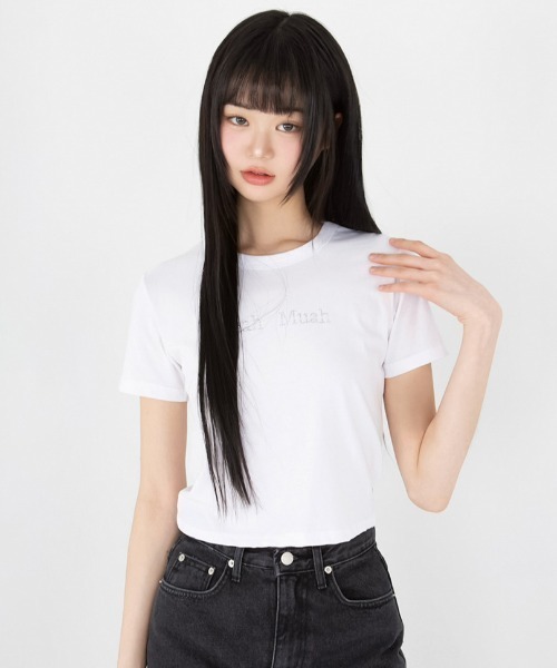 tシャツ A'GEM/9 × .kom 「muah muah/ムーアムーア」HOT FIX LOGO HALF T-SHIRT/ホットフィックスロゴ A'GEM/9 × .kom 『muah muah/ムーアムーア』HOT FIX LOGO HALF T