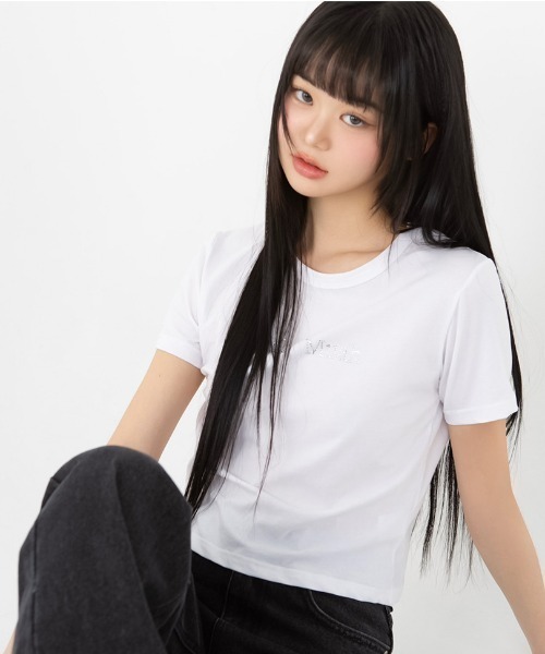 tシャツ A'GEM/9 × .kom 「muah muah/ムーアムーア」HOT FIX LOGO HALF T-SHIRT/ホットフィックスロゴ A'GEM/9 × .kom 『muah muah/ムーアムーア』HOT FIX LOGO HALF T