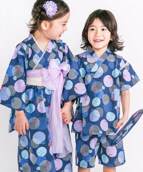 SLAP SLIP(スラップスリップ)の「【お揃い】モチーフ総柄甚平(80~130cm)(浴衣・キッズ・ブルー系その他2/ホワイト系その他/ブルー系その他・100cm/110cm/90cm/80cm/130cm/120cm)」の21枚目の写真