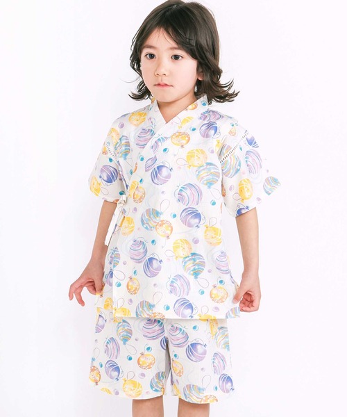 SLAP SLIP(スラップスリップ)の「【お揃い】モチーフ総柄甚平(80~130cm)(浴衣・キッズ・ブルー系その他2/ホワイト系その他/ブルー系その他・100cm/110cm/90cm/80cm/130cm/120cm)」の2枚目の写真