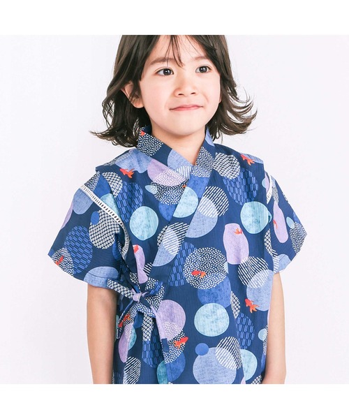 SLAP SLIP(スラップスリップ)の「【お揃い】モチーフ総柄甚平(80~130cm)(浴衣・キッズ・ブルー系その他2/ホワイト系その他/ブルー系その他・100cm/110cm/90cm/80cm/130cm/120cm)」の5枚目の写真