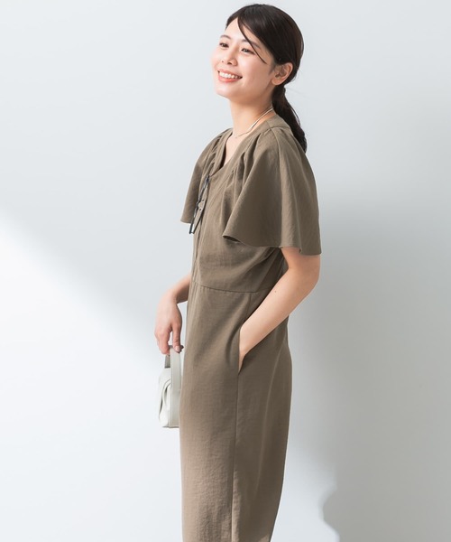オールインワン・サロペット a Ferretti Satin Dress Aletta vita サロペット オールインワン レイヤード Vネック 両V