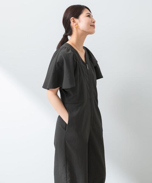 F by ROSSO(エフバイロッソ)の「F by ROSSO フレアスリーブオールインワン(サロペット/オーバーオール・レディース・チャコールグレー/カーキ・36/38)」の8枚目の写真