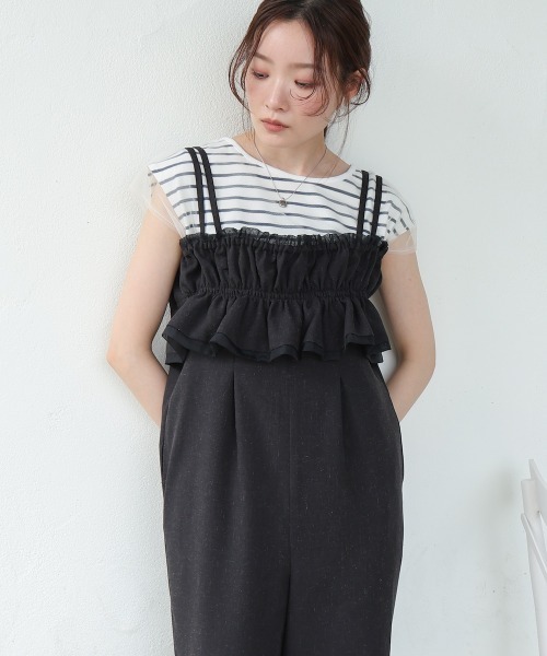 Bab（バブ）の「【S・Mサイズ展開】ギャザーオールインワン（つなぎ/オールインワン・レディース・ブラック/ベージュ/ブルー・S/M）」の10枚目の写真