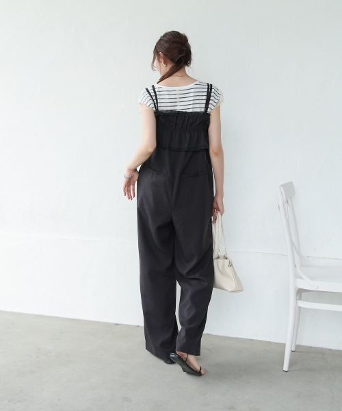 Bab（バブ）の「【S・Mサイズ展開】ギャザーオールインワン（つなぎ/オールインワン・レディース・ブラック/ベージュ/ブルー・S/M）」の8枚目の写真