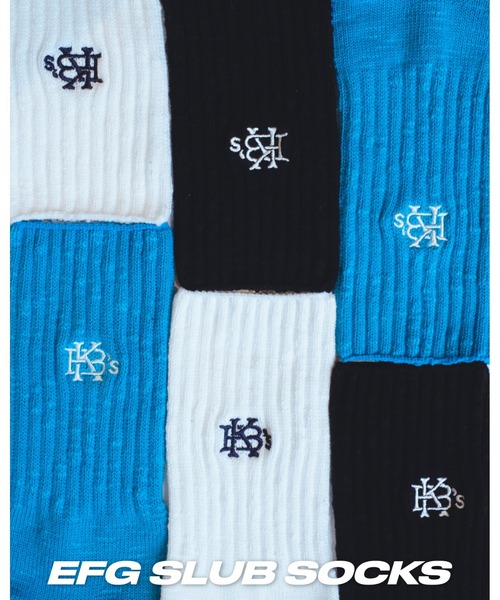 KEBOZ(ケボズ)の「EFG SLUB SOCKS(ソックス/靴下・メンズ・ホワイト/ブラック/ブルー・FREE)」の4枚目の写真
