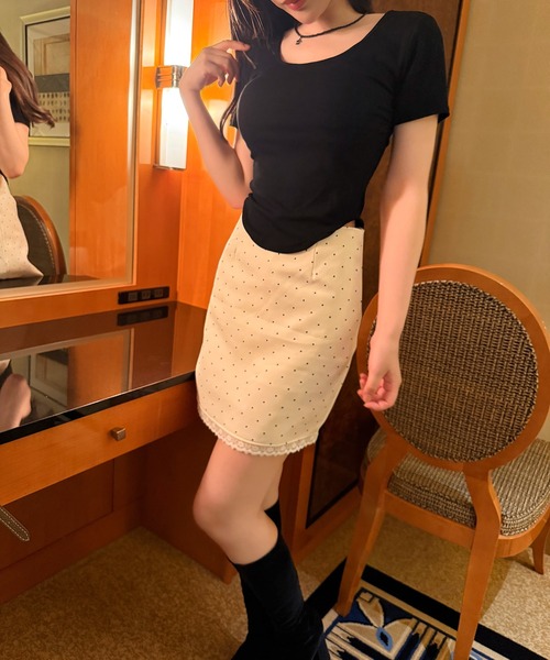 CHARME BY MICOLA(シャルムバイミコラ)の「カップ付ウエストシェイプバックレースTシャツ(Tシャツ/カットソー・レディース・ブラック/ピンク/ホワイト/ブラック系その他・FREE)」の10枚目の写真