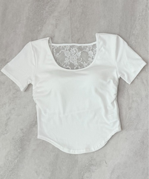 CHARME BY MICOLA(シャルムバイミコラ)の「カップ付ウエストシェイプバックレースTシャツ(Tシャツ/カットソー・レディース・ブラック/ピンク/ホワイト/ブラック系その他・FREE)」の13枚目の写真