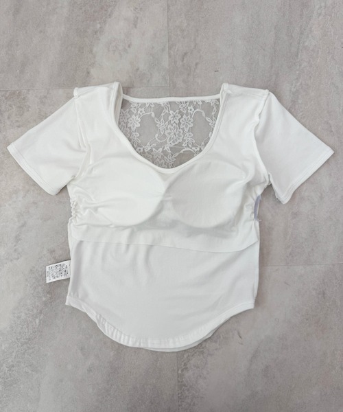 CHARME BY MICOLA(シャルムバイミコラ)の「カップ付ウエストシェイプバックレースTシャツ(Tシャツ/カットソー・レディース・ブラック/ピンク/ホワイト/ブラック系その他・FREE)」の14枚目の写真