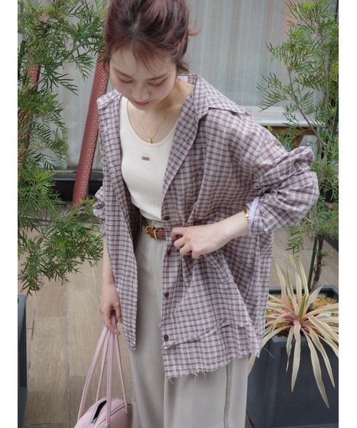 JUMELLE（ジュメロ）の「frayline check shirt（シャツ/ブラウス・レディース・ブラック/ピンク・FREE）」の8枚目の写真