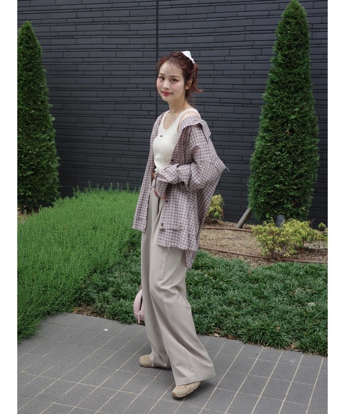 JUMELLE（ジュメロ）の「frayline check shirt（シャツ/ブラウス・レディース・ブラック/ピンク・FREE）」の6枚目の写真