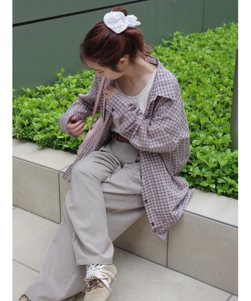 JUMELLE（ジュメロ）の「frayline check shirt（シャツ/ブラウス・レディース・ブラック/ピンク・FREE）」の4枚目の写真