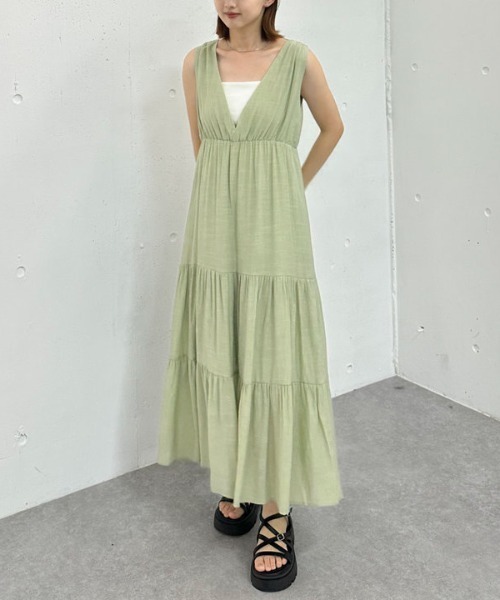 archives（アルシーヴ）の「’アソート２ｗａｙカシュクールノースリワンピース’（ワンピース・レディース・グリーン/アイボリー/ブラック/グレー・MEDIUM）」の4枚目の写真
