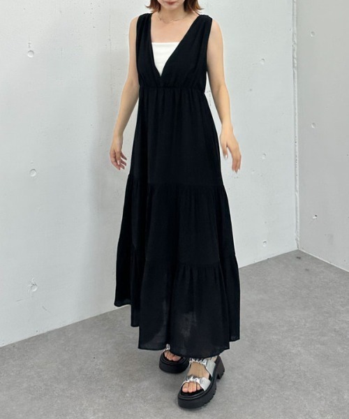 archives（アルシーヴ）の「’アソート２ｗａｙカシュクールノースリワンピース’（ワンピース・レディース・グリーン/アイボリー/ブラック/グレー・MEDIUM）」の3枚目の写真