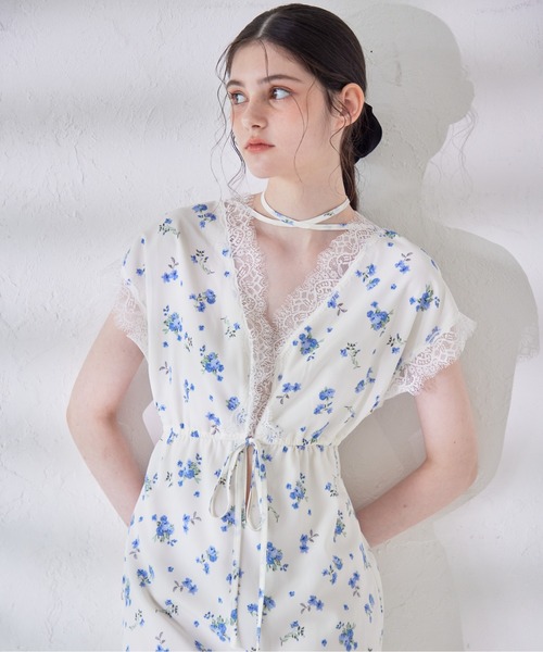 etre loin(エトルワン)の「Lace trimming flower dress(ワンピース・レディース・ブラック/ブルー/ピンク・M)」の1枚目の写真