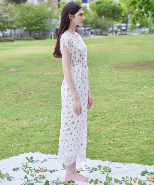 etre loin(エトルワン)の「Lace trimming flower dress(ワンピース・レディース・ブラック/ブルー/ピンク・M)」の8枚目の写真
