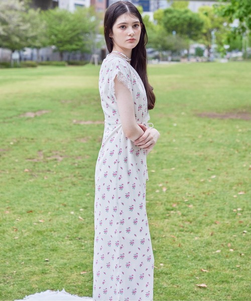 etre loin(エトルワン)の「Lace trimming flower dress(ワンピース・レディース・ブラック/ブルー/ピンク・M)」の4枚目の写真