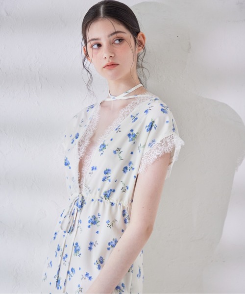 etre loin(エトルワン)の「Lace trimming flower dress(ワンピース・レディース・ブラック/ブルー/ピンク・M)」の14枚目の写真