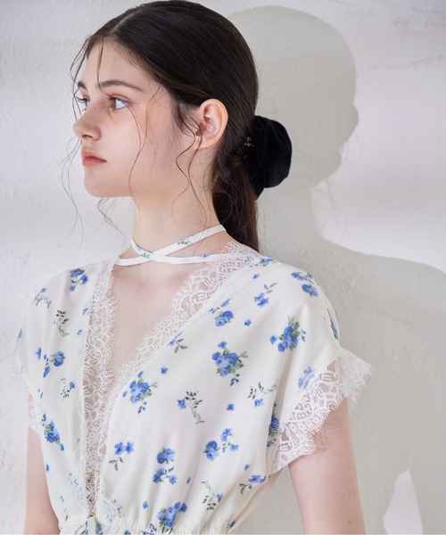 etre loin(エトルワン)の「Lace trimming flower dress(ワンピース・レディース・ブラック/ブルー/ピンク・M)」の15枚目の写真