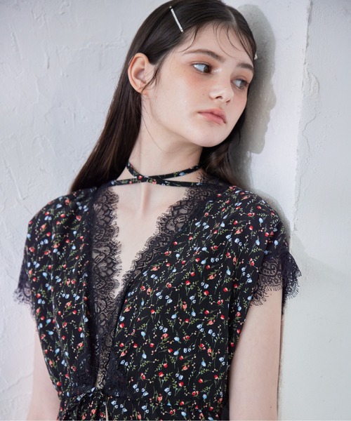 セール】Lace trimming flower dress（ワンピース）｜etre loin