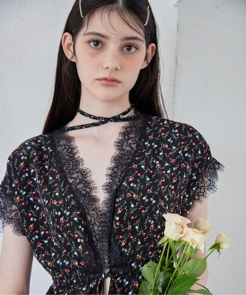 etre loin(エトルワン)の「Lace trimming flower dress(ワンピース・レディース・ブラック/ブルー/ピンク・M)」の22枚目の写真