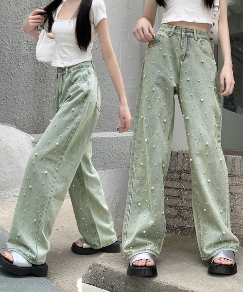 shoppinggo(ショッピングゴー)の「デニムパンツ パール デニムワイドパンツ(デニムパンツ・レディース・ライトブルー・M)」の15枚目の写真