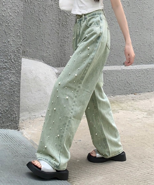 shoppinggo(ショッピングゴー)の「デニムパンツ パール デニムワイドパンツ(デニムパンツ・レディース・ライトブルー・M)」の10枚目の写真