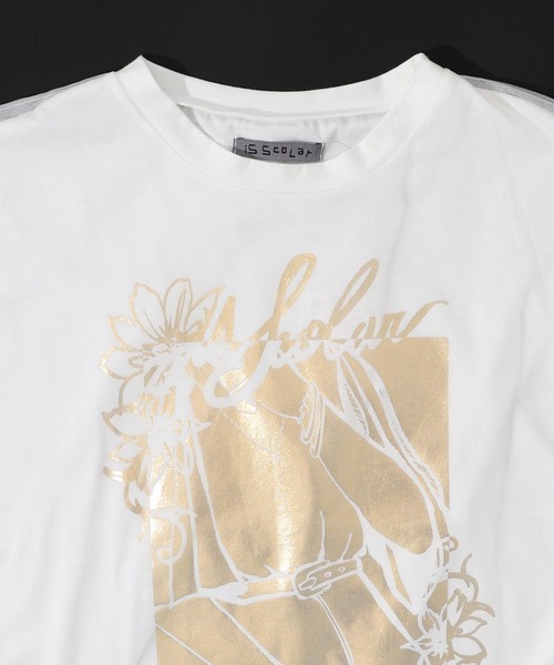 セール】552201：ワンシーン箔プリント チュール重ねTシャツ（T