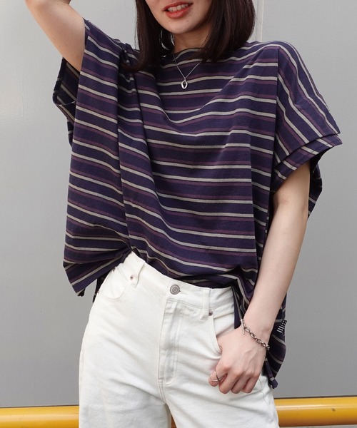 CORNERS(コーナーズ)の「USAコットンタックスリーブTシャツ(Tシャツ/カットソー・レディース・カーキ/ベージュ/ネイビー・FREE)」の3枚目の写真