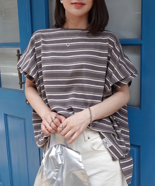 CORNERS(コーナーズ)の「USAコットンタックスリーブTシャツ(Tシャツ/カットソー・レディース・カーキ/ベージュ/ネイビー・FREE)」の5枚目の写真
