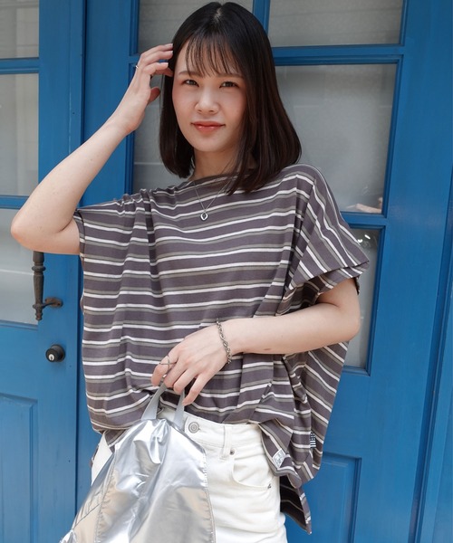 CORNERS(コーナーズ)の「USAコットンタックスリーブTシャツ(Tシャツ/カットソー・レディース・カーキ/ベージュ/ネイビー・FREE)」の9枚目の写真