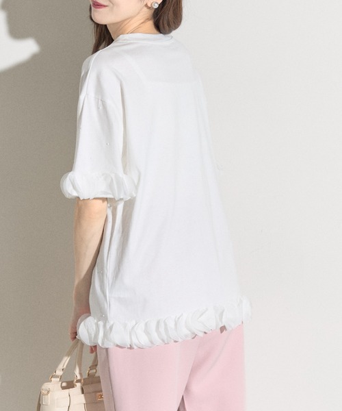 tocco closet(トッコ クローゼット)の「【ZOZO限定】同色パールフリルチュールトップス(Tシャツ/カットソー・レディース・ホワイト/ブラック・M)」の16枚目の写真