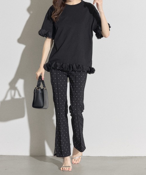 tocco closet(トッコ クローゼット)の「【ZOZO限定】同色パールフリルチュールトップス(Tシャツ/カットソー・レディース・ホワイト/ブラック・M)」の19枚目の写真
