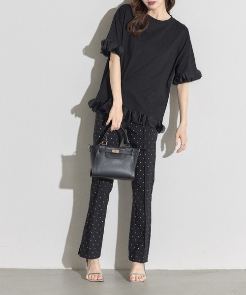 tocco closet(トッコ クローゼット)の「【ZOZO限定】同色パールフリルチュールトップス(Tシャツ/カットソー・レディース・ホワイト/ブラック・M)」の20枚目の写真