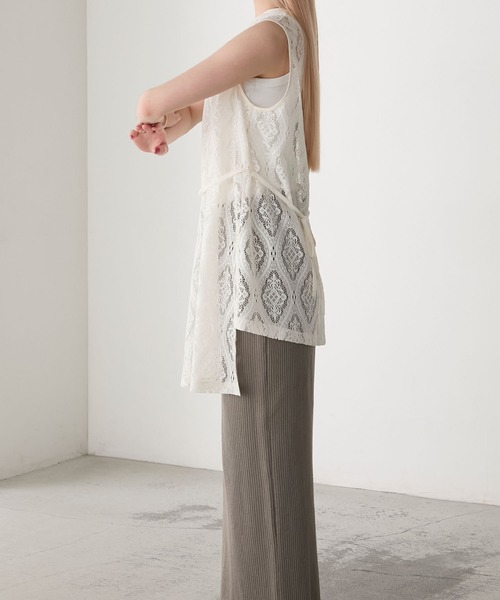 MARIさま専用　NINE レース　ジレ レースワンピースドレス/レイヤード/透け感/谷間見せ/背中見せ