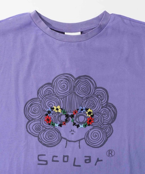 152669：花メガネ刺繍 スカラーちゃんチュール重ねプルオーバー