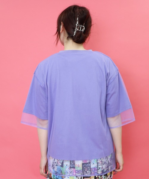 スカラー / 花メガネ刺繍 スカラーちゃんチュール重ねプルオーバー スカラー / 花メガネ刺繍 スカラーちゃんチュール重ねプル