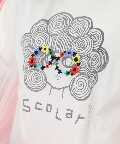 トップス SALE ScoLar スカラー 152669 花メガネ刺繍 スカラーちゃんチュール重ねプルオーバー カジュアル ガーリー レトロ 原宿系 個性的 ポイント 楽天市場】☆セール☆【ScoLar スカラー】152669 花メガネ刺繍