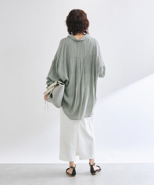 RIVE DROITE(リヴドロワ)の「【接触冷感/ウォッシャブル】ピンタックナロースカート(スカート・レディース・オフホワイト/ブラック/ベージュ・38/36)」の7枚目の写真