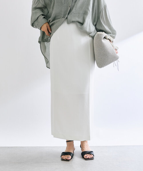 RIVE DROITE(リヴドロワ)の「【接触冷感/ウォッシャブル】ピンタックナロースカート(スカート・レディース・オフホワイト/ブラック/ベージュ・38/36)」の8枚目の写真