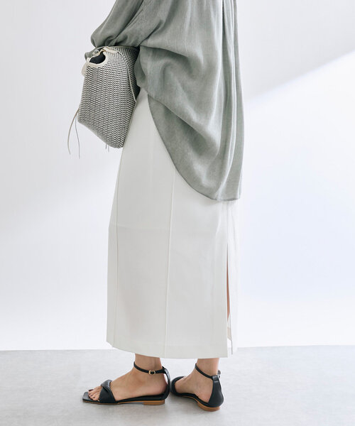 RIVE DROITE(リヴドロワ)の「【接触冷感/ウォッシャブル】ピンタックナロースカート(スカート・レディース・オフホワイト/ブラック/ベージュ・38/36)」の9枚目の写真