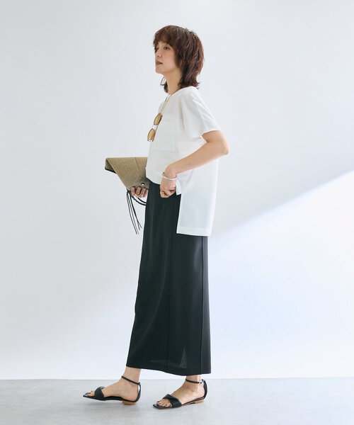 RIVE DROITE(リヴドロワ)の「【接触冷感/ウォッシャブル】ピンタックナロースカート(スカート・レディース・オフホワイト/ブラック/ベージュ・38/36)」の15枚目の写真