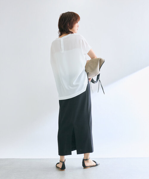 RIVE DROITE(リヴドロワ)の「【接触冷感/ウォッシャブル】ピンタックナロースカート(スカート・レディース・オフホワイト/ブラック/ベージュ・38/36)」の16枚目の写真